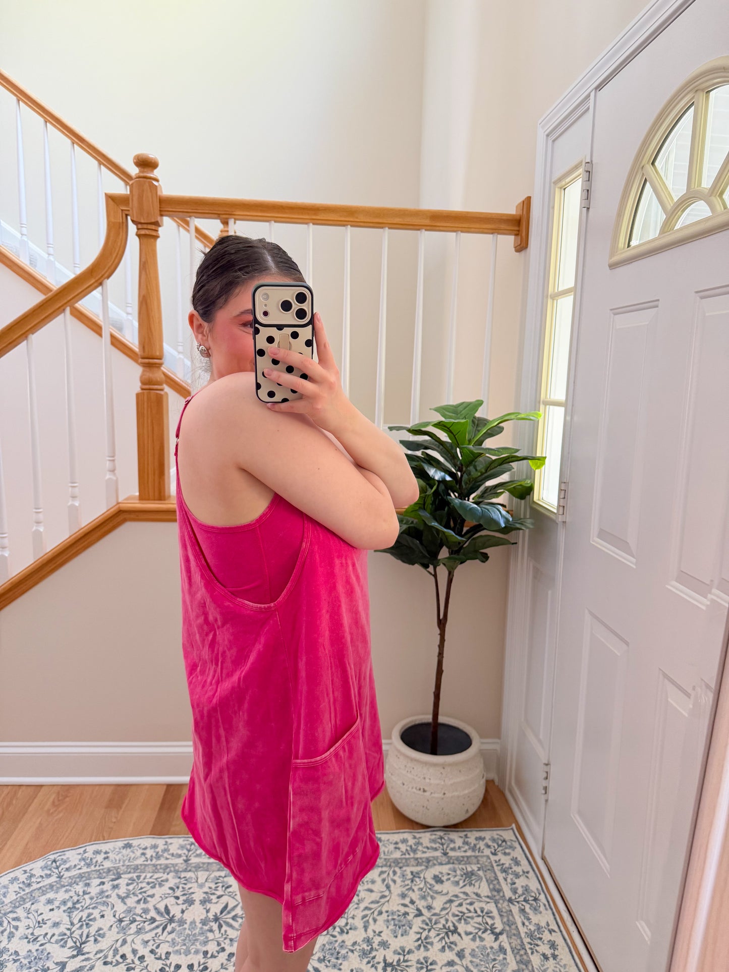 Comfort Summer Romper Dress - Hot Pink