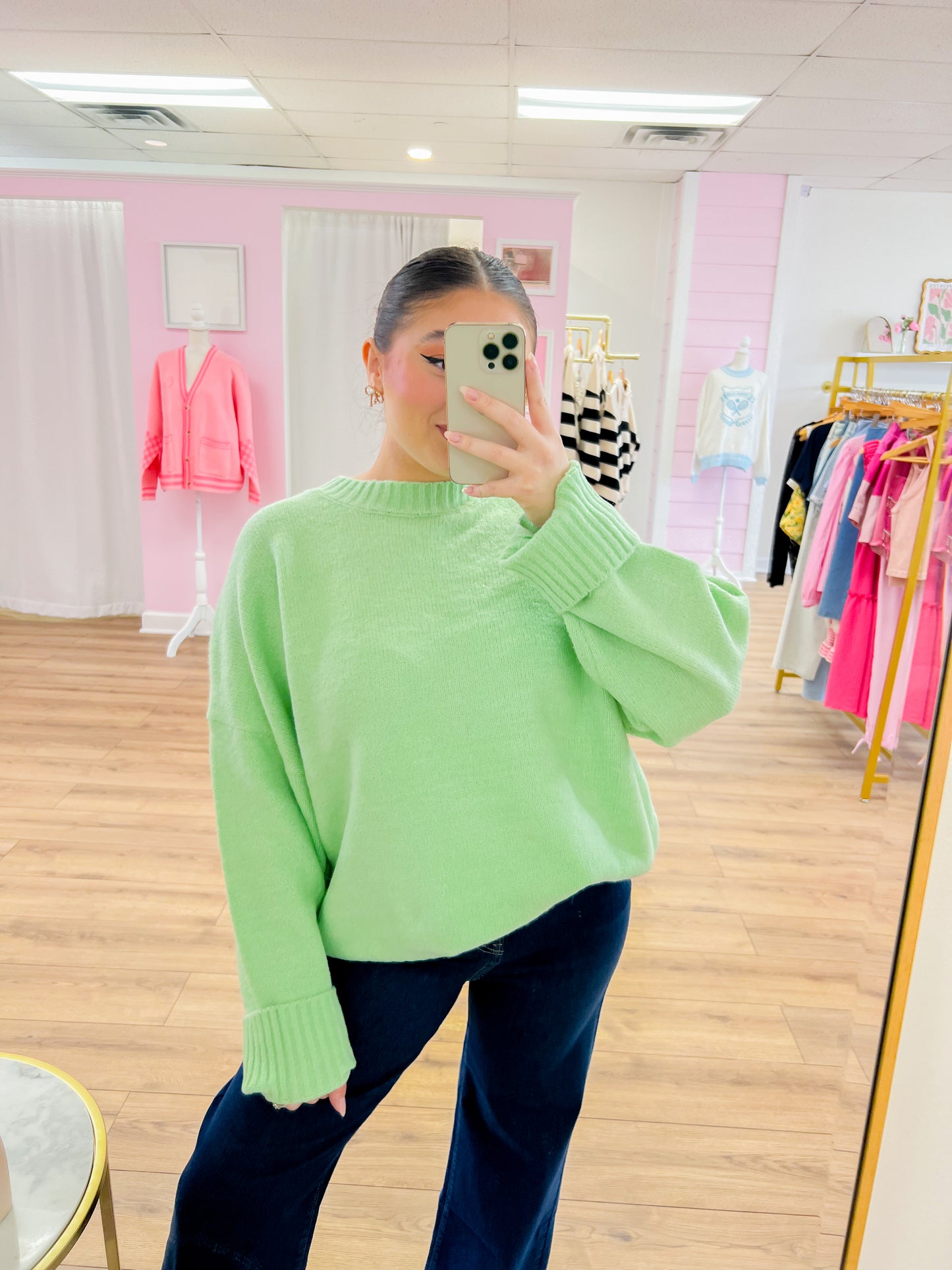 pop of color sweater - green