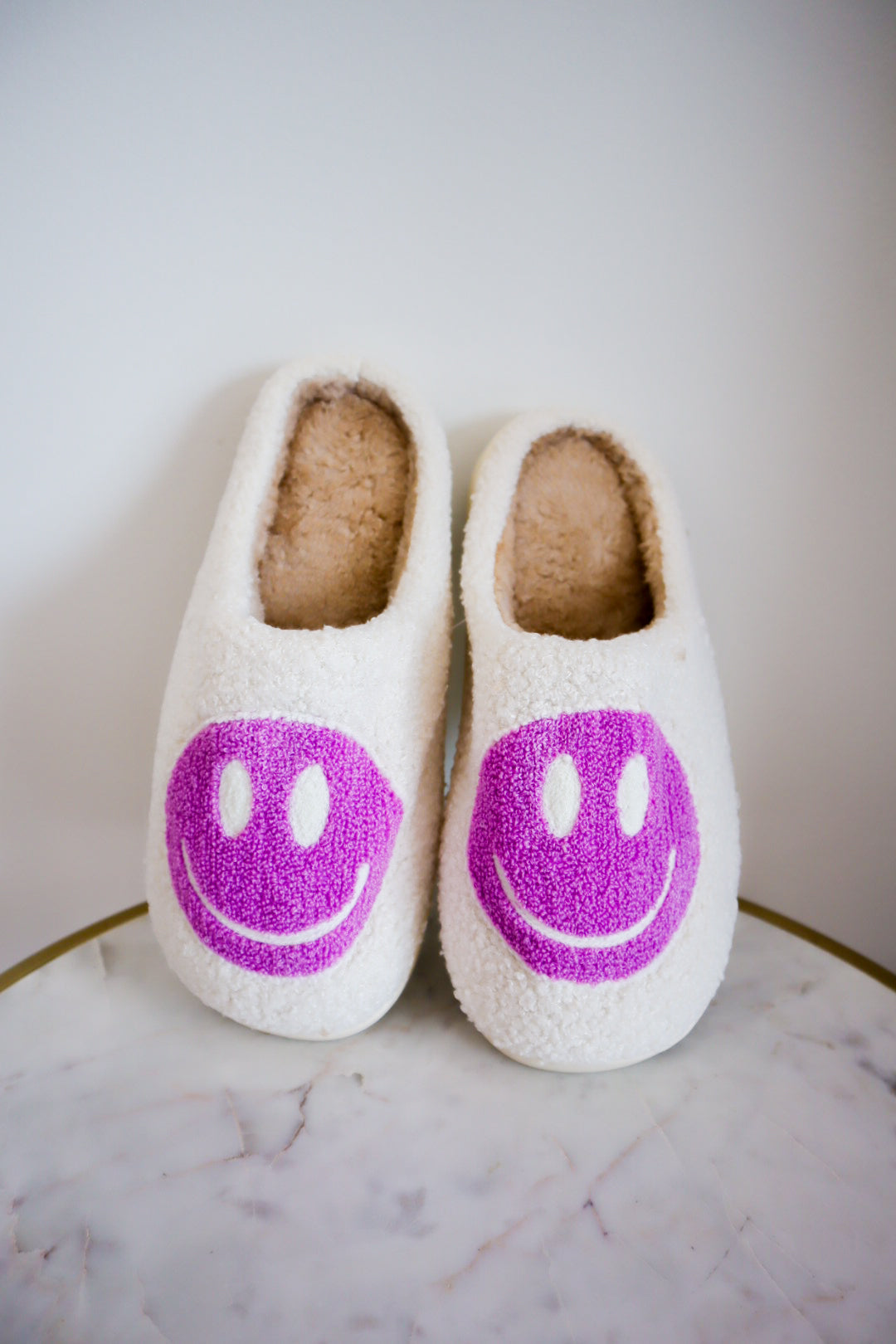 smiley slippers - purple