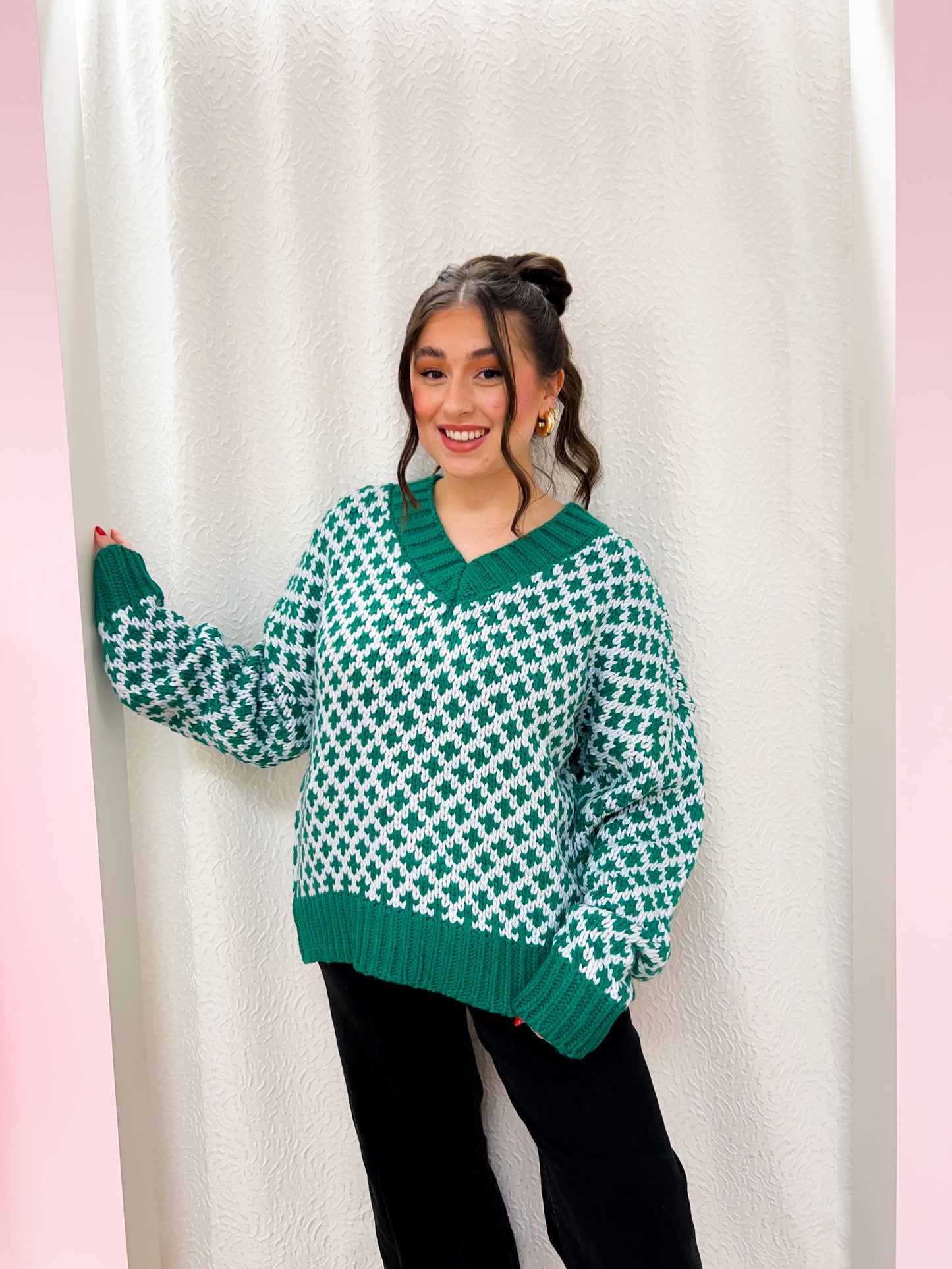 grid sweater - green