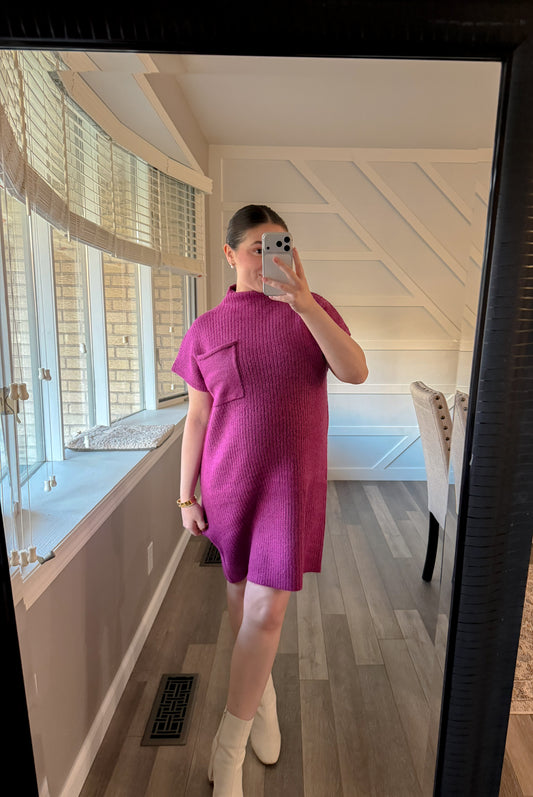November Knit Dress- Plum