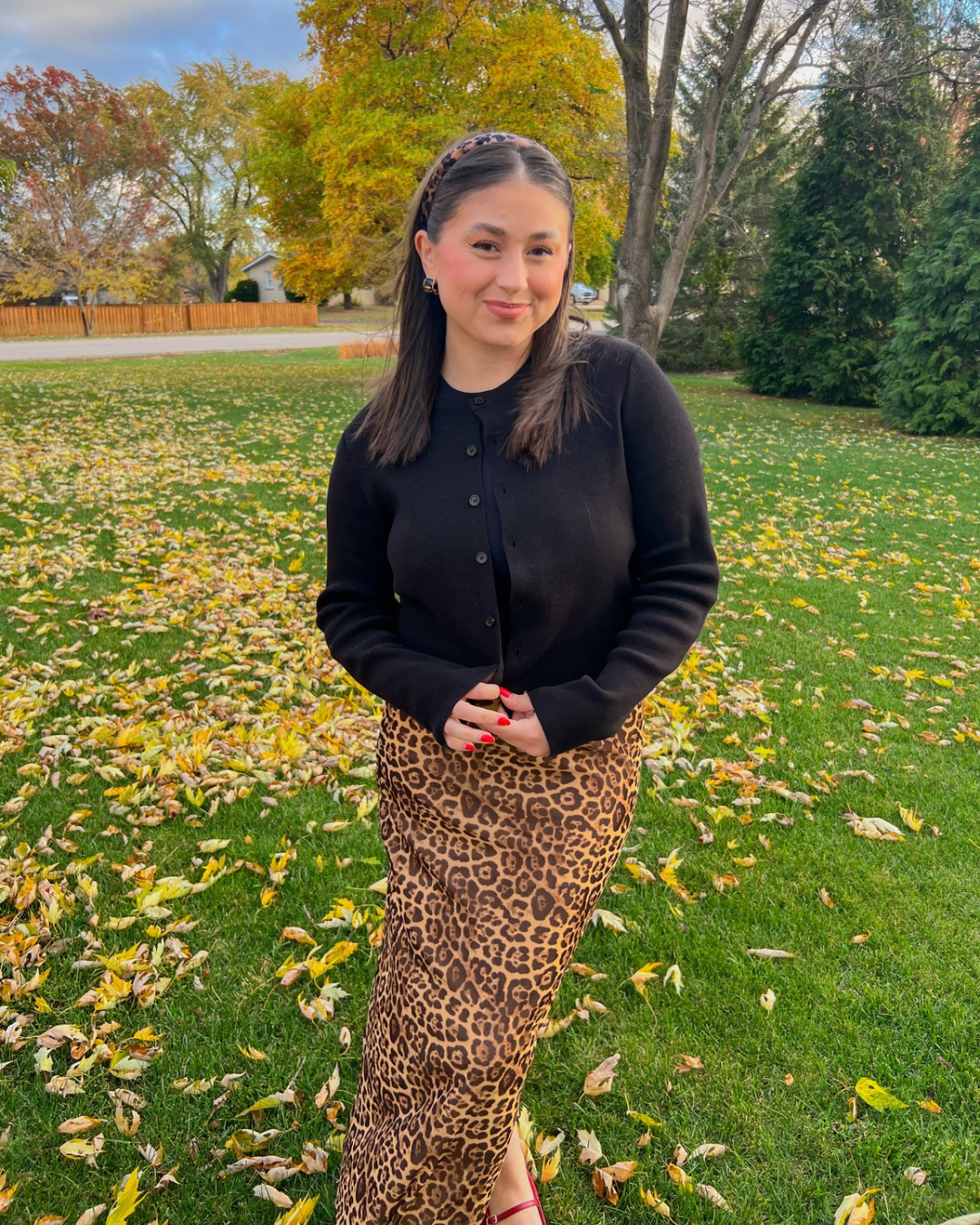 leopard midi skirt