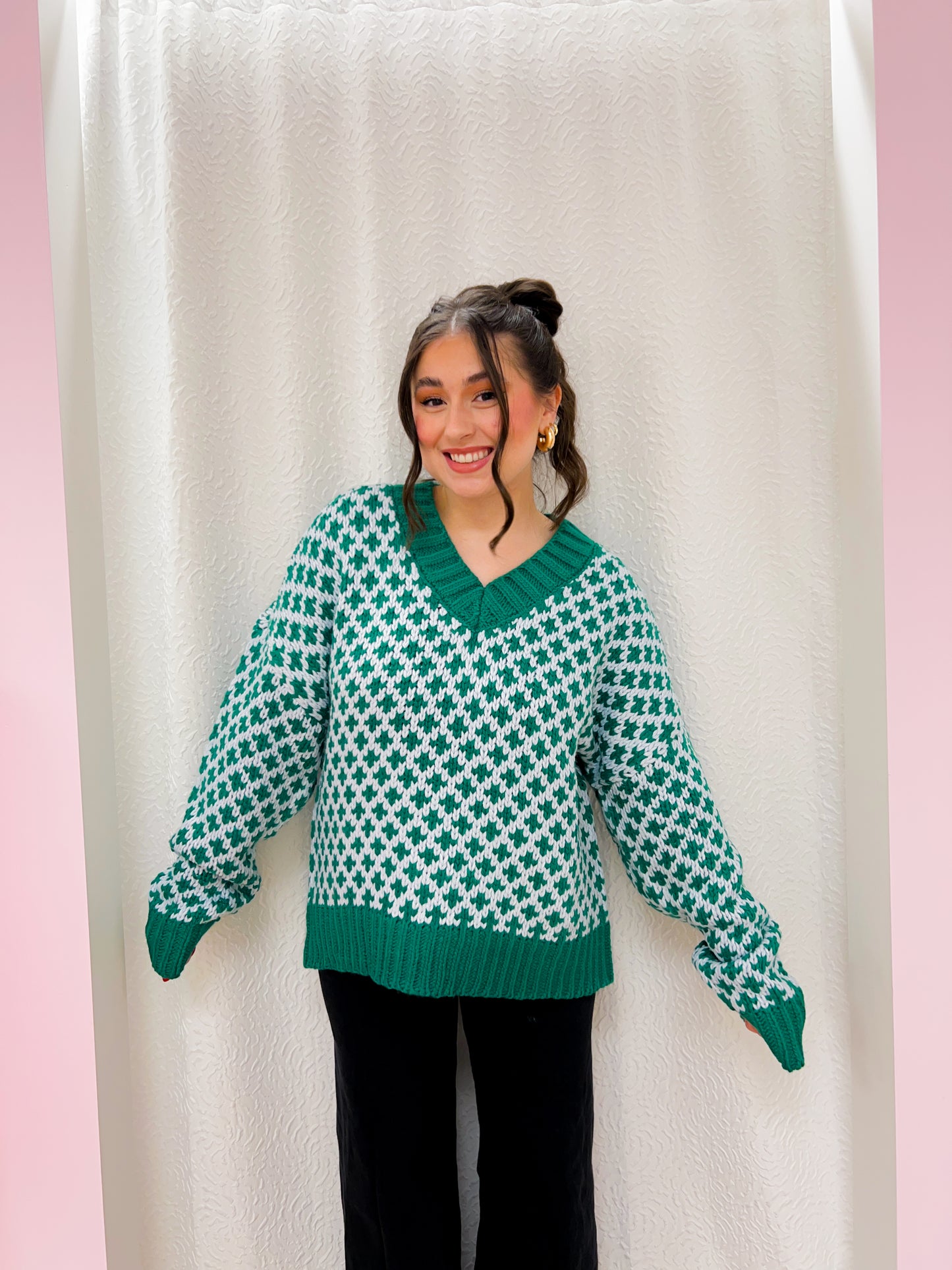 grid sweater - green