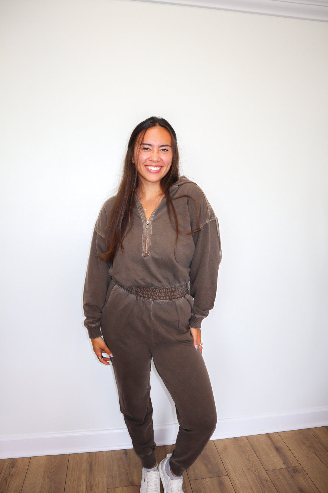 Out And About Jumpsuit - Brown
