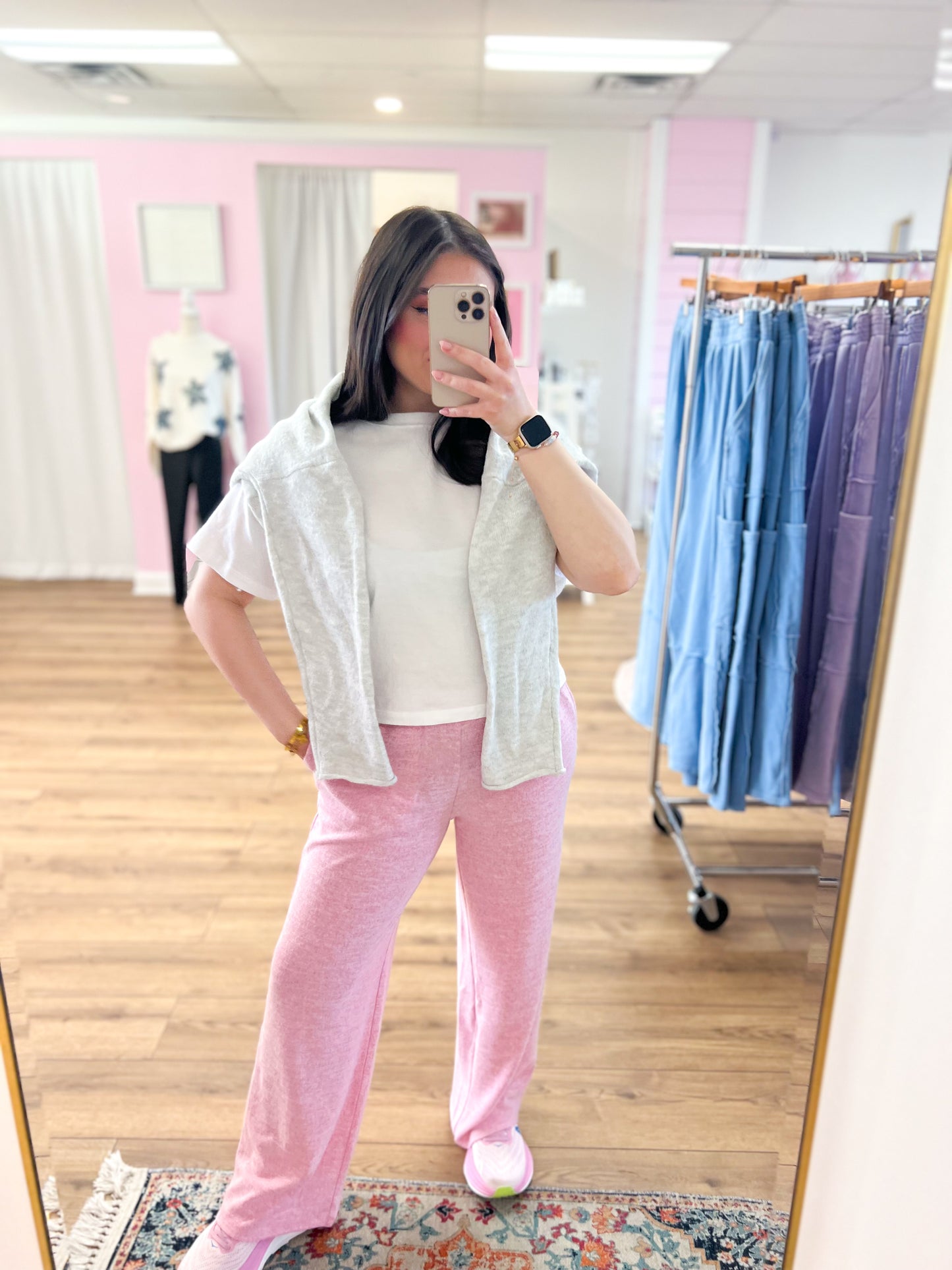 lounging around pants- pink