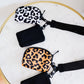 double pouch wristlet - brown leopard