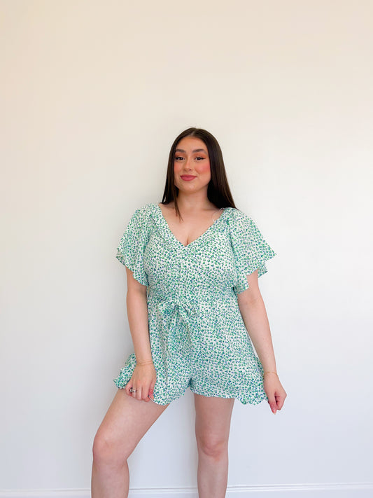 green floral romper