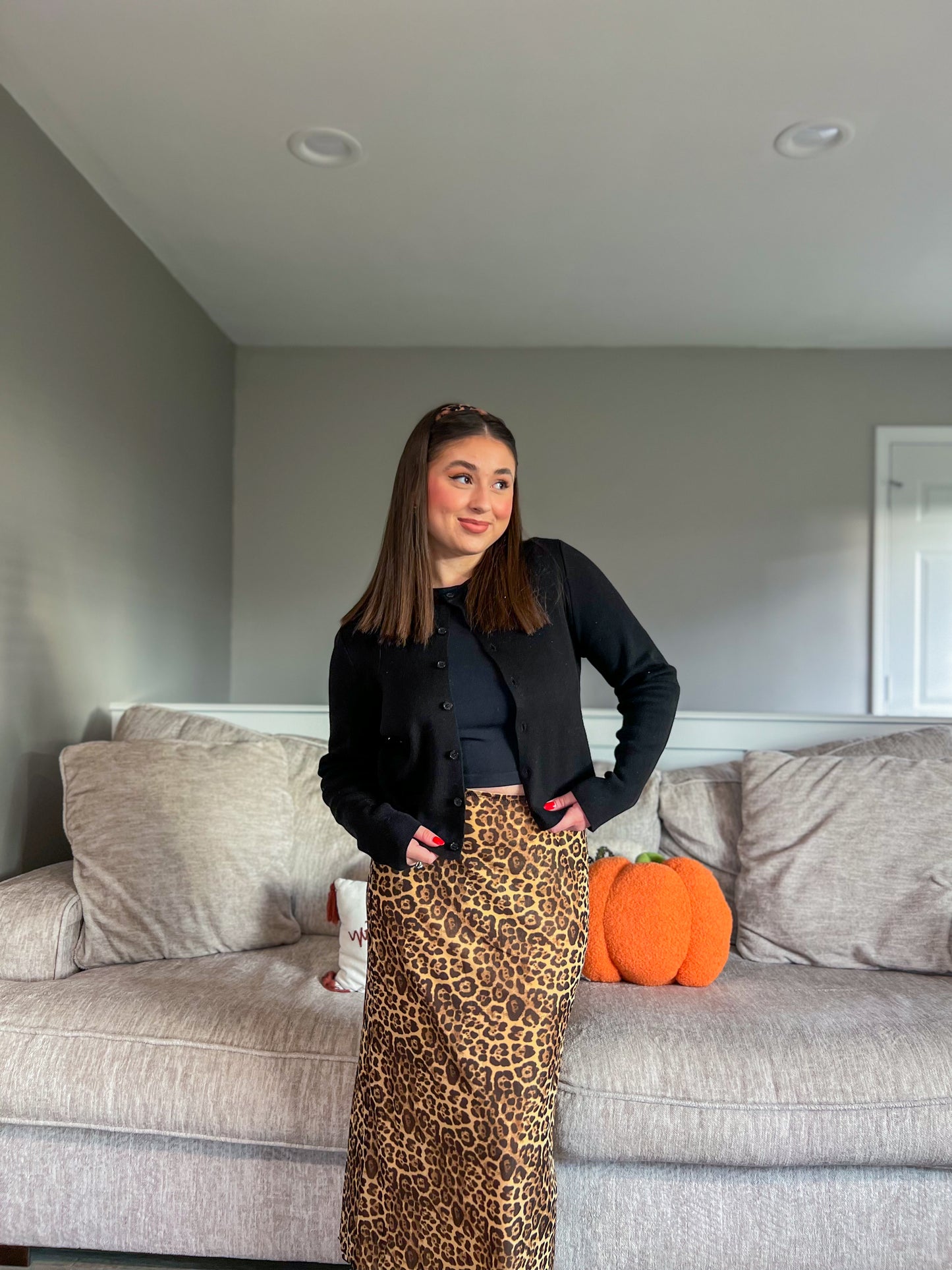 leopard midi skirt