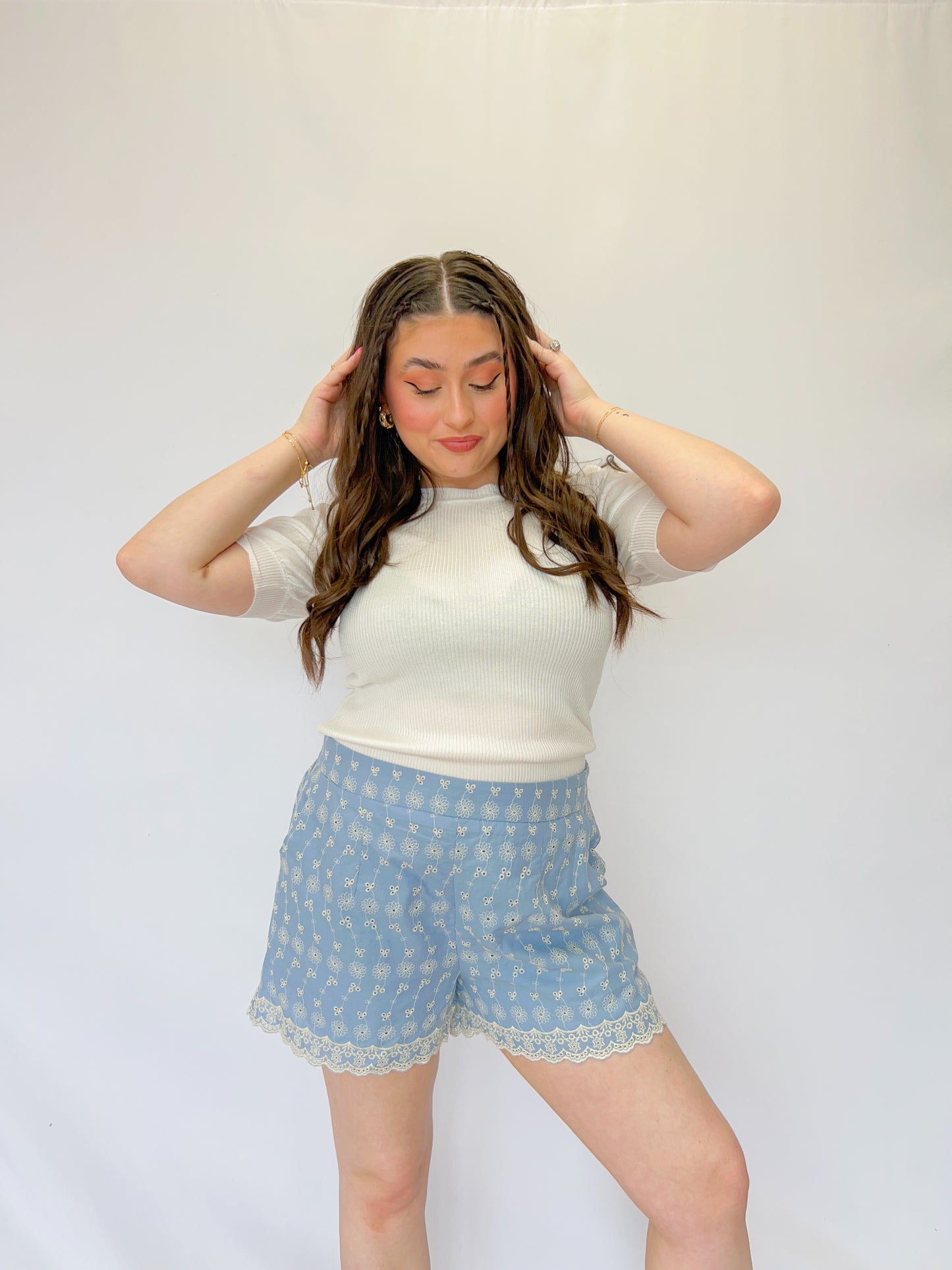 eyelet shorts