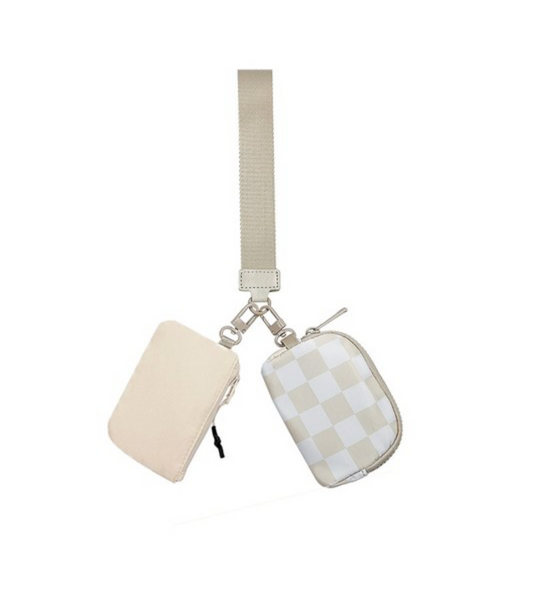 double pouch wristlet - checkered