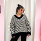 grid sweater - black