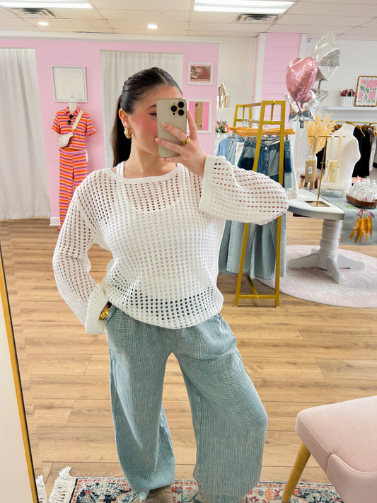 Breezy Gauze Pants- Blue Grey