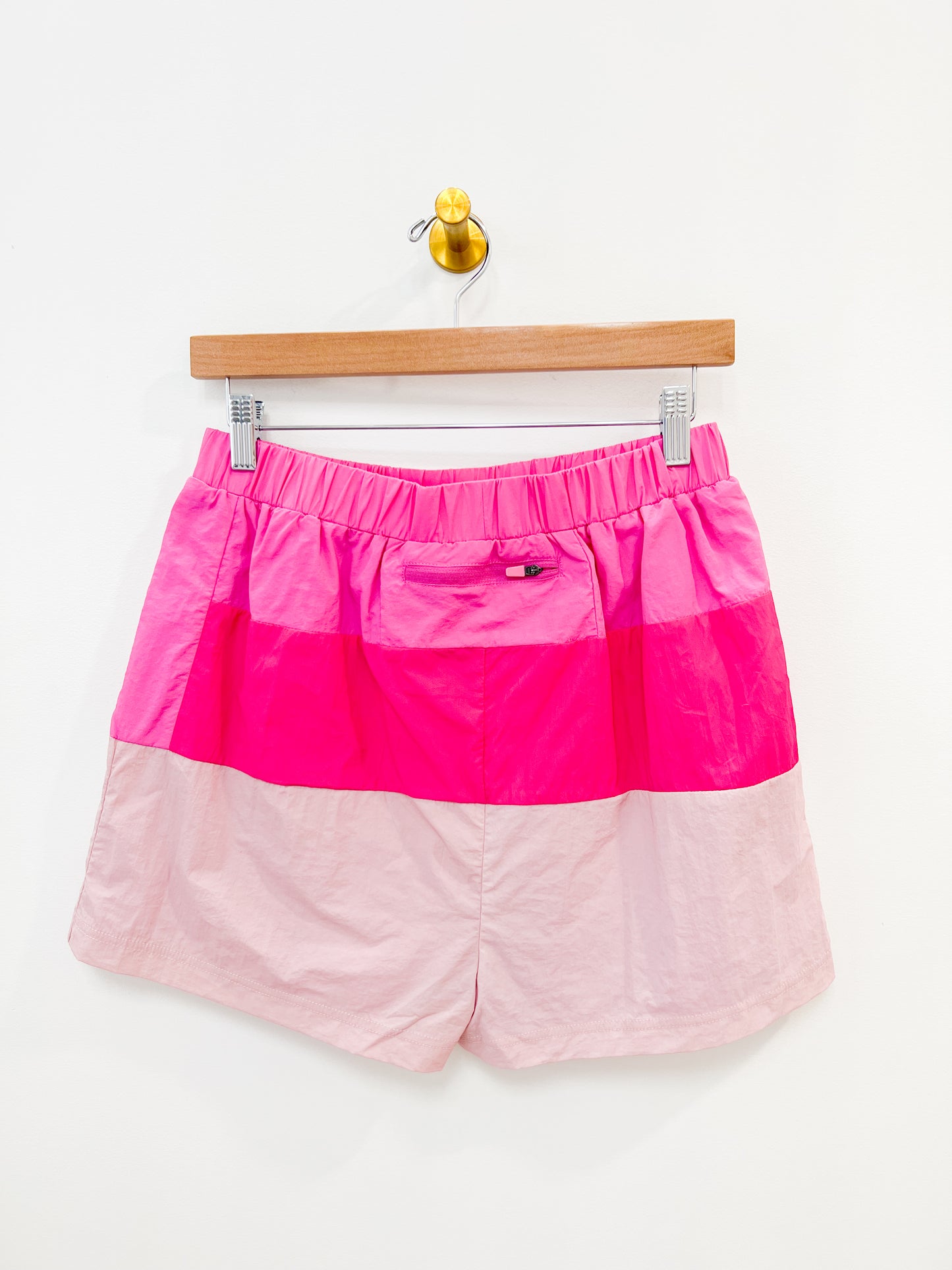 pink color block active skort