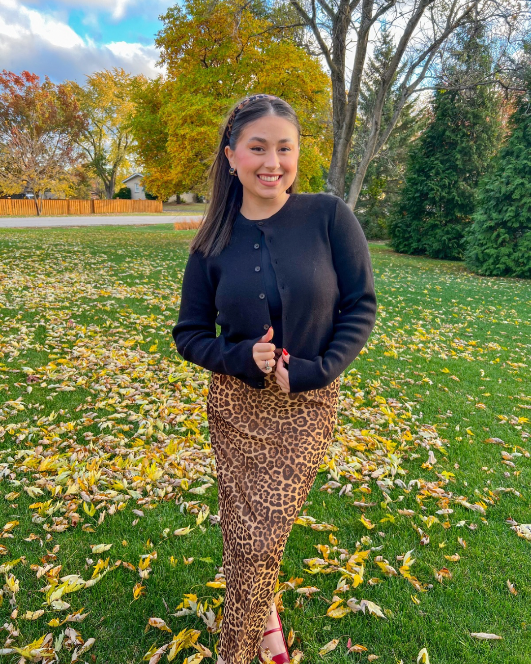 leopard midi skirt