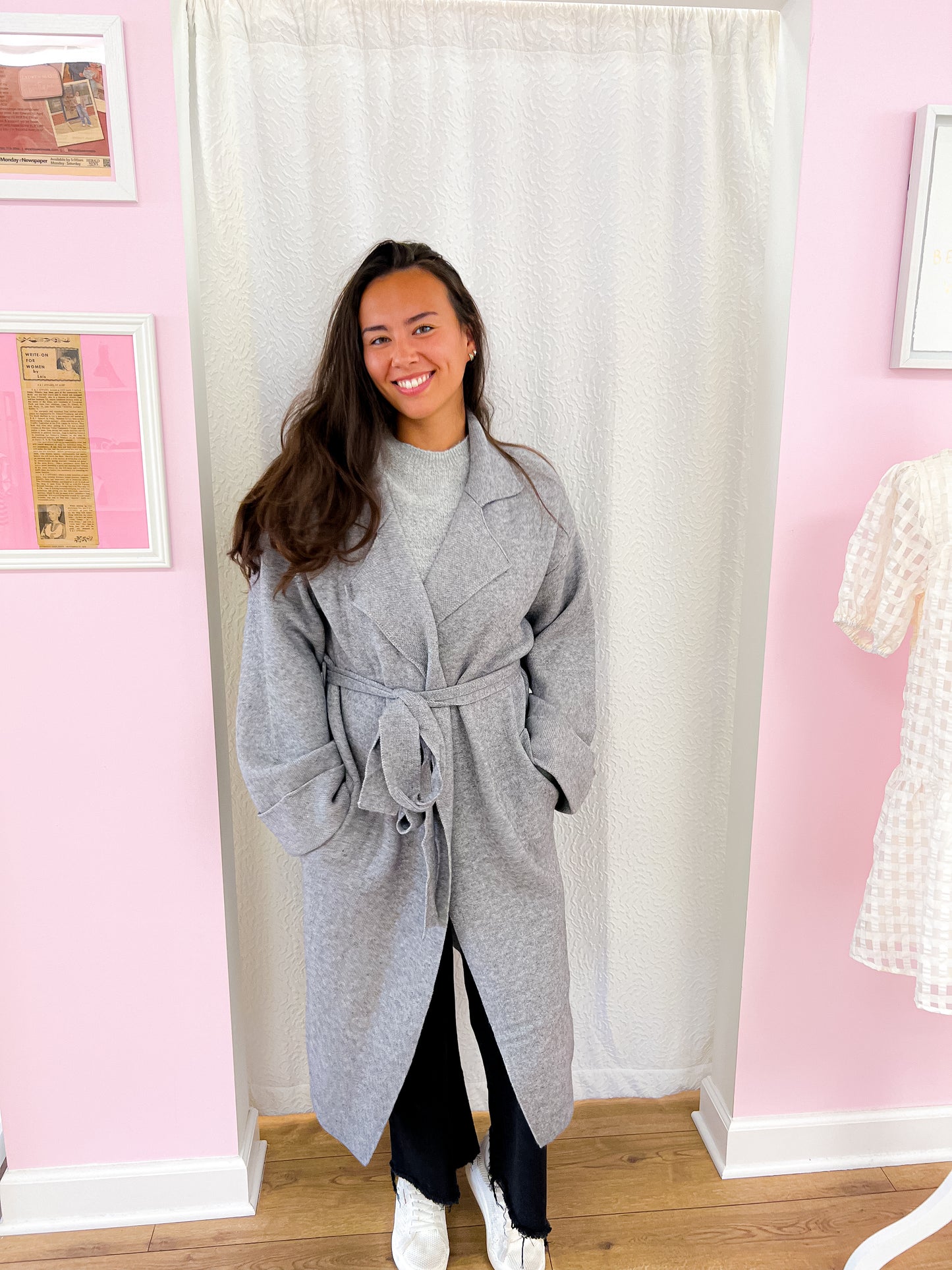 Belted Cardigan Coat- Grey