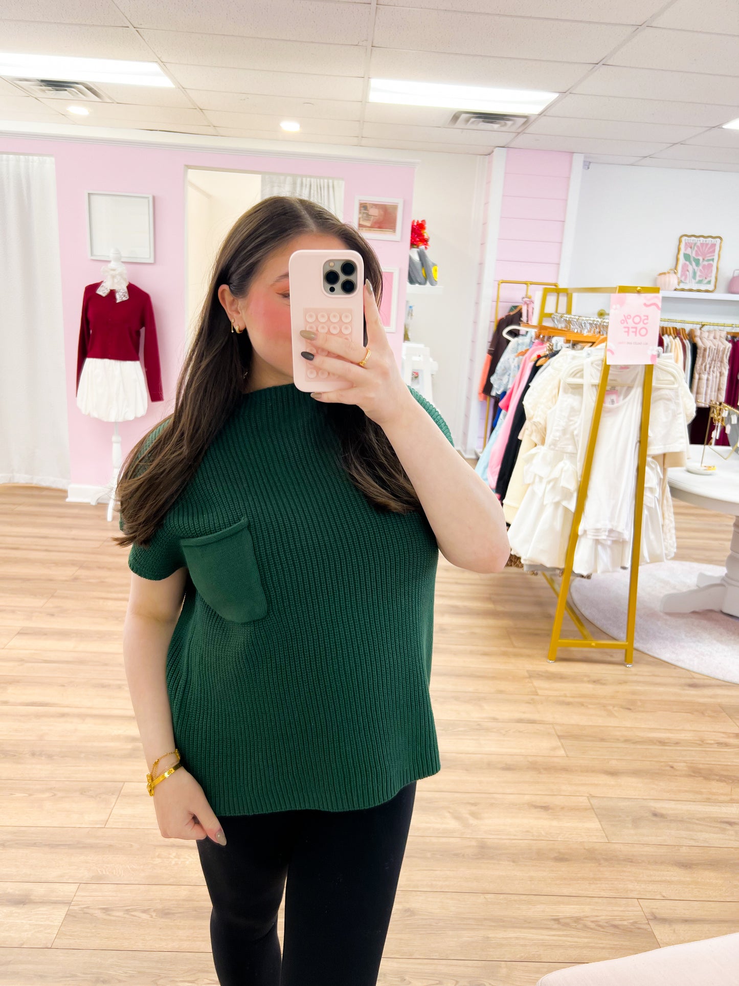 Mock Neck Top - Hunter Green