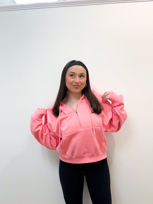 spring fever half zip - coral