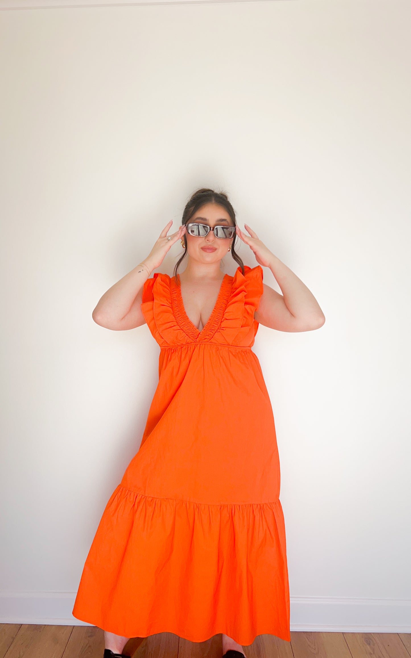 orange midi dress