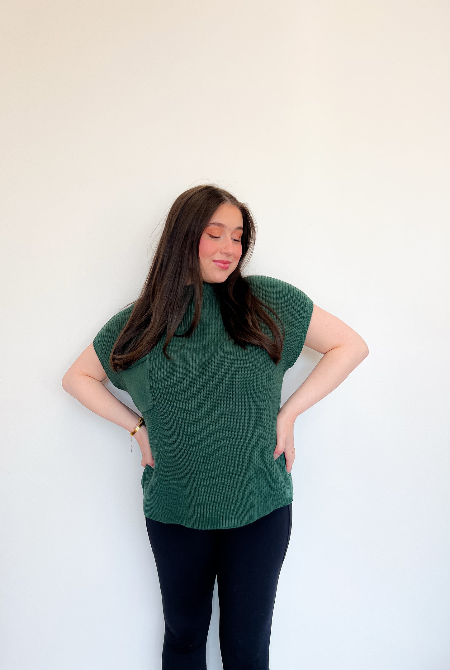 Mock Neck Top - Hunter Green