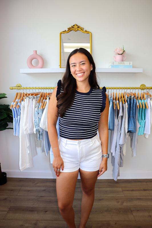 Navy Flutter Sleeve Tank
