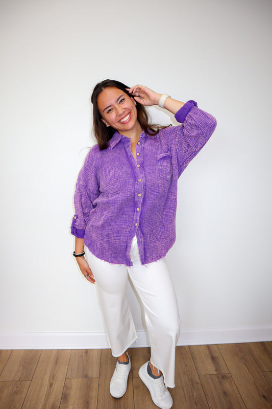 Washed Lounge Button Up