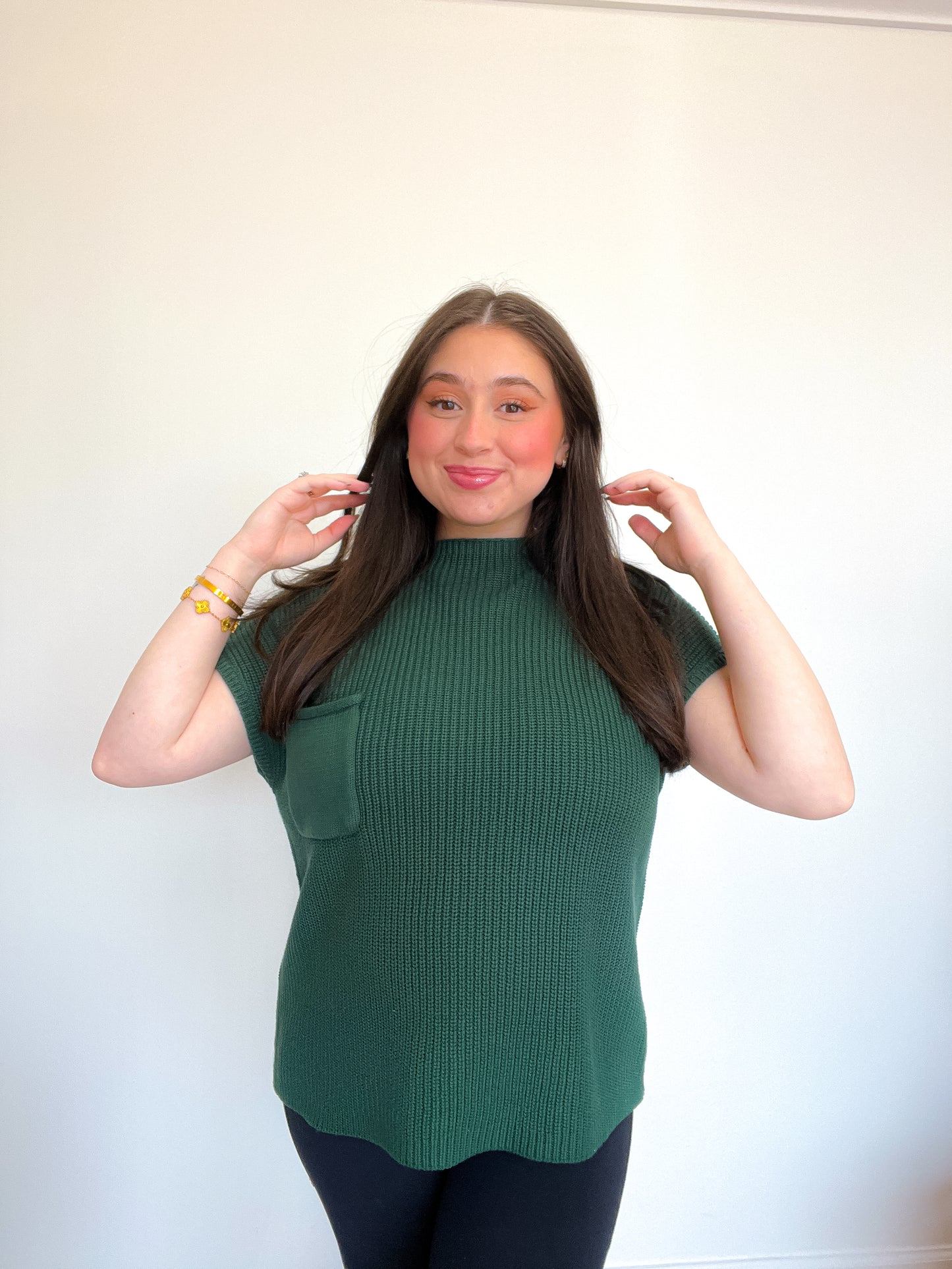 Mock Neck Top - Hunter Green