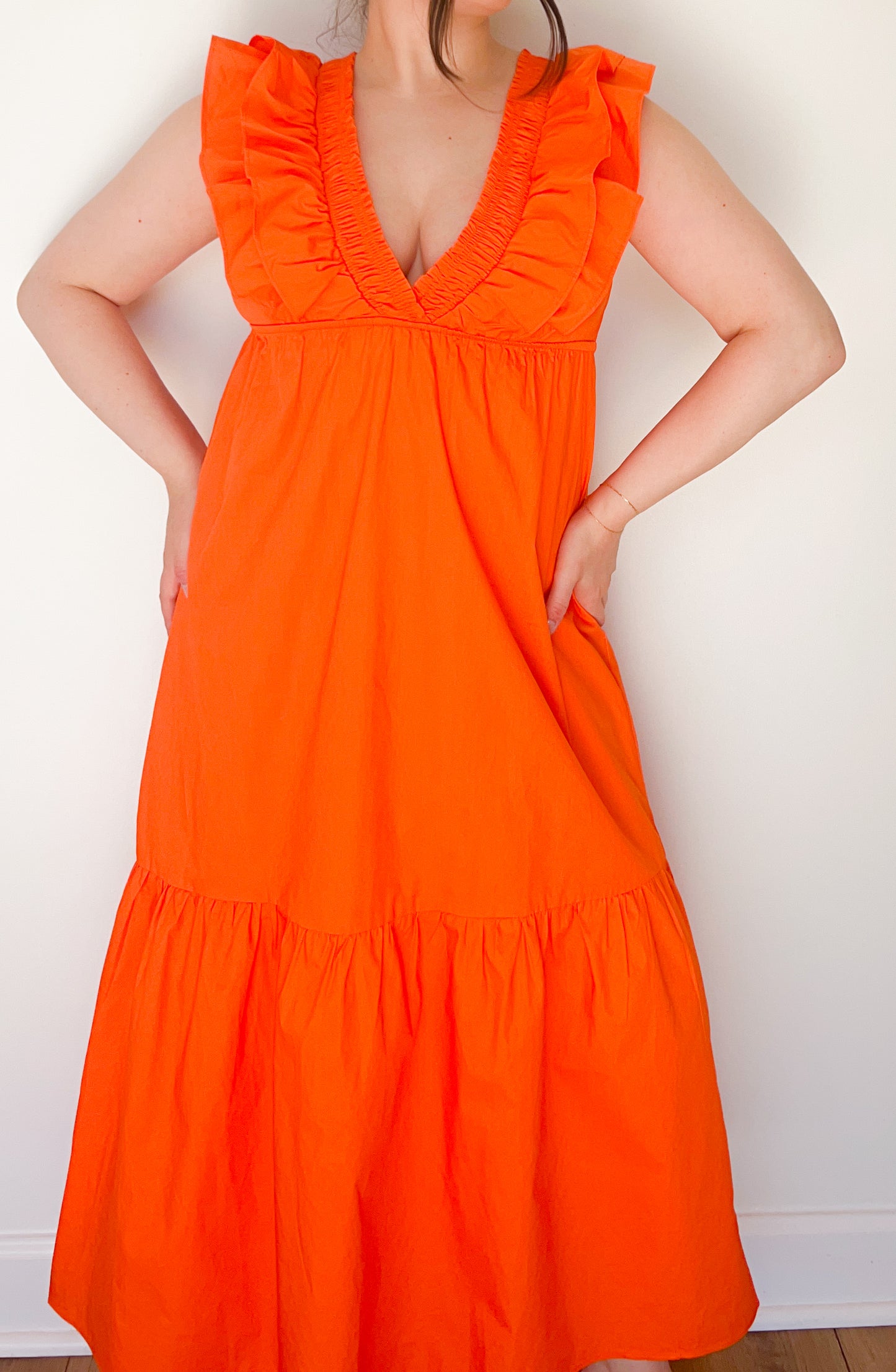 orange midi dress