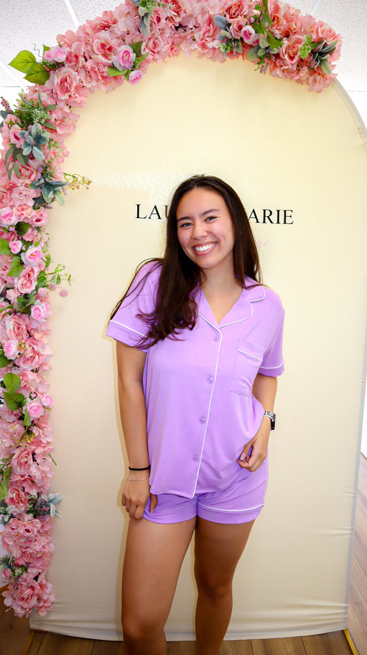 short sleeve pajama set- lavender
