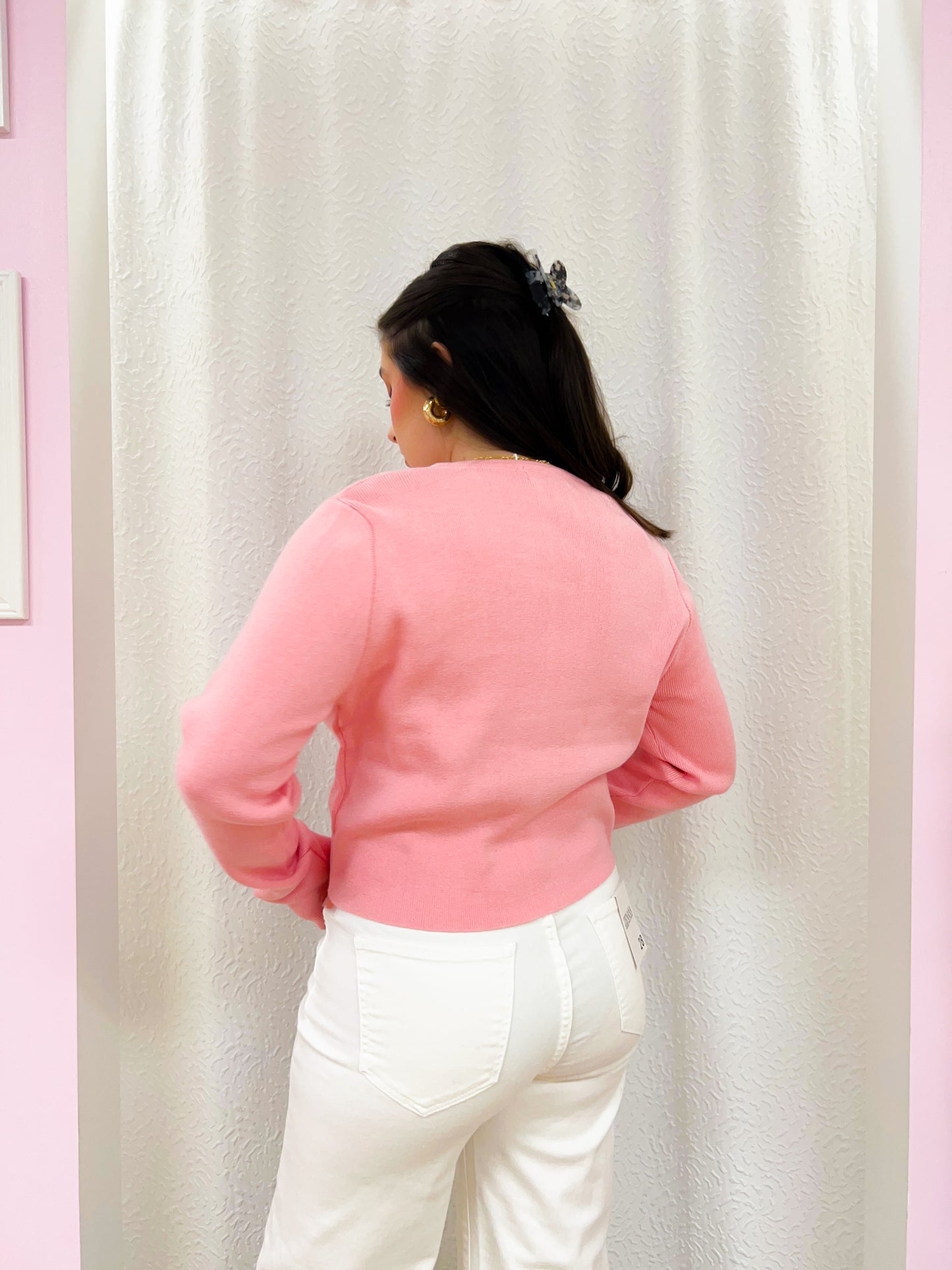 staple cardigan- candy pink