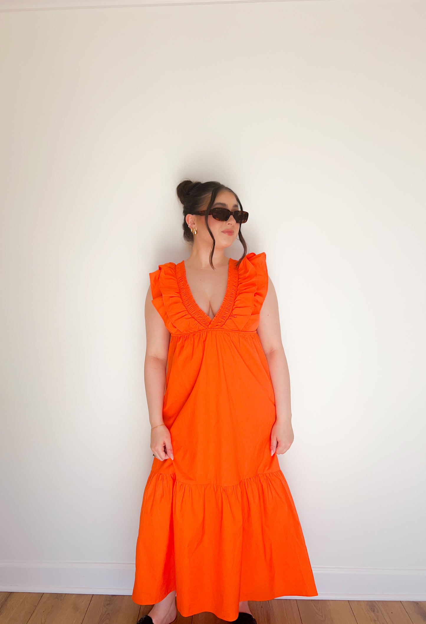 orange midi dress