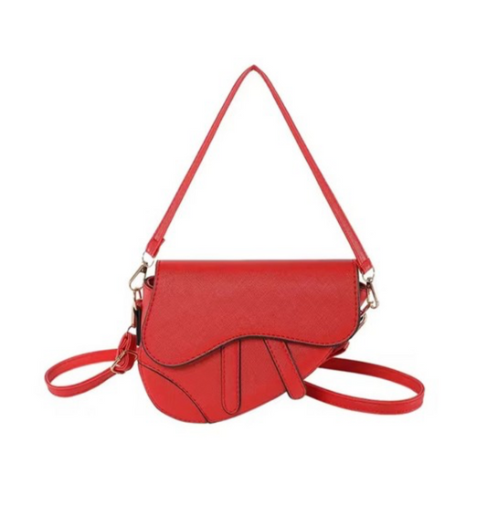 mini red saddle bag