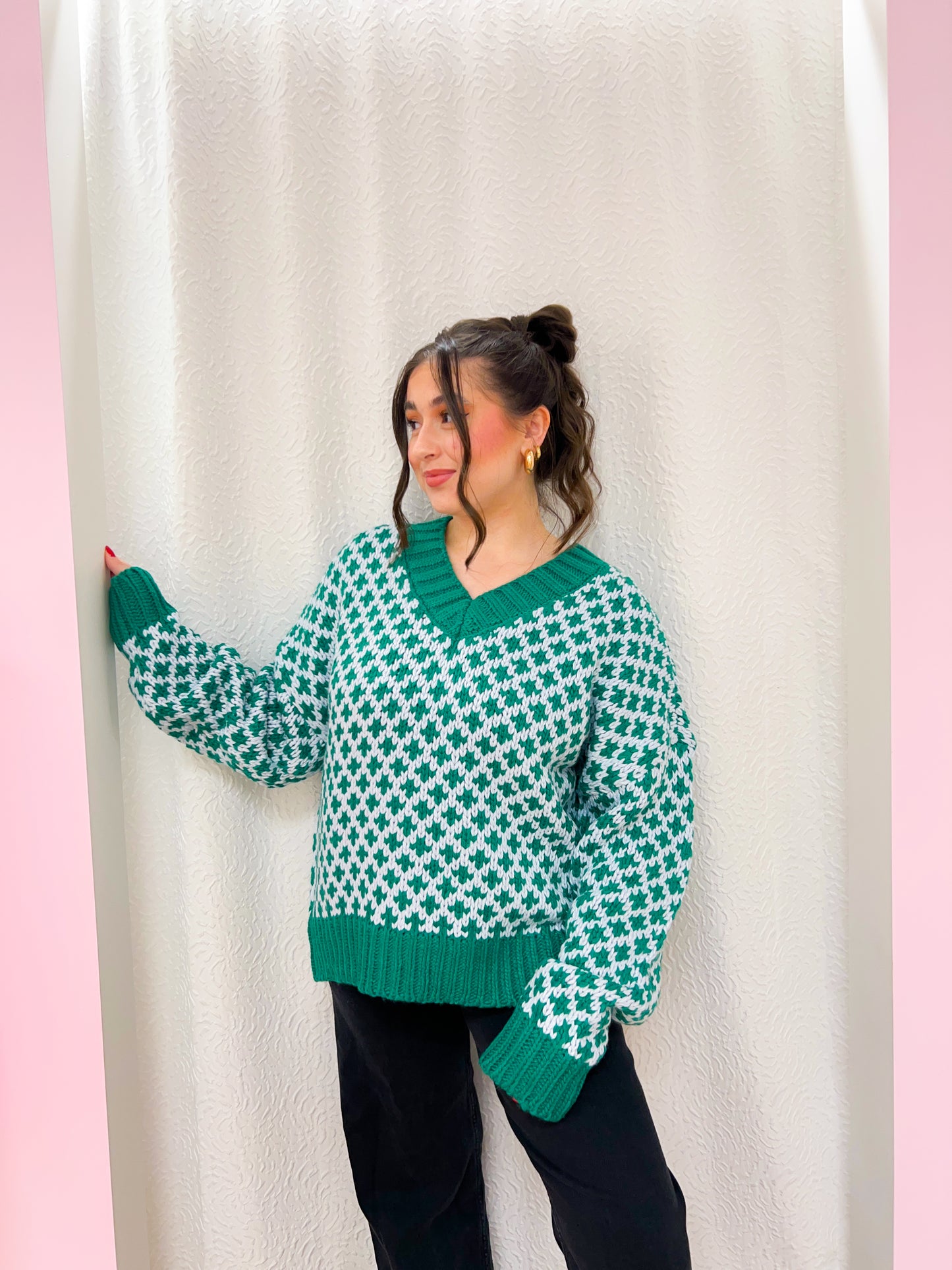 grid sweater - green