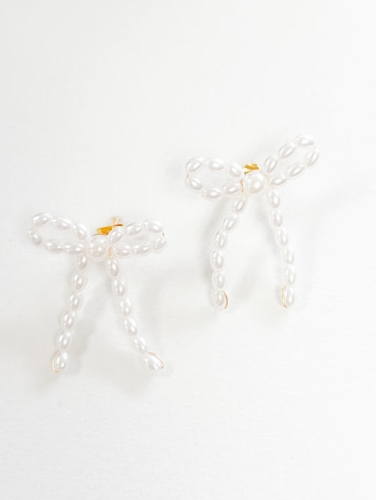 pearl bow earrings