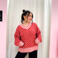 grid sweater - pink