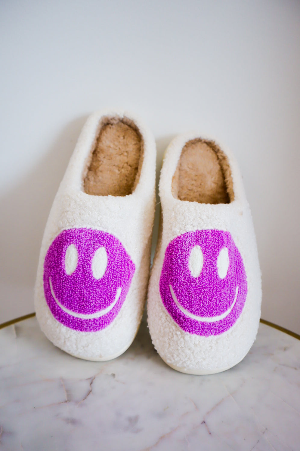 smiley slippers - purple