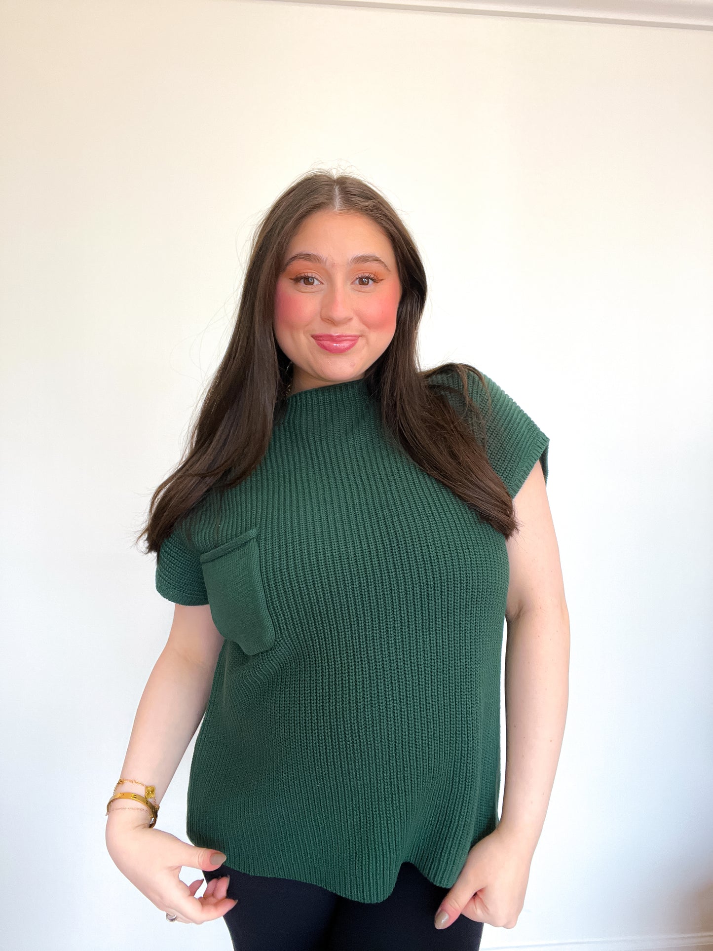 Mock Neck Top - Hunter Green