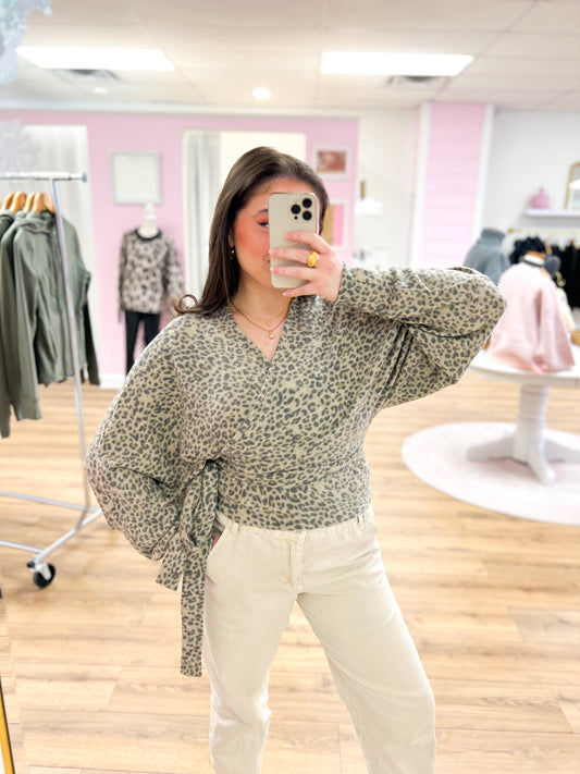 leopard wrap sweater